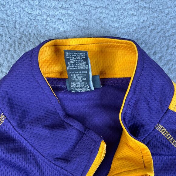 LA Lakers Sweater Mens XXL Purple Yellow 1/4 Zip Long Sleeve Athletic Jacket - Picture 6 of 12
